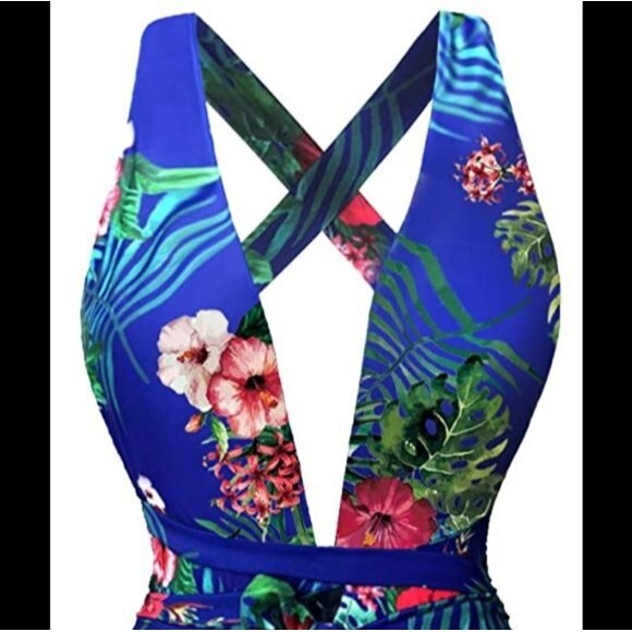 Begonia K Tropical Print One Piece Swimsuit Monkini Large - Picture 2 of 6